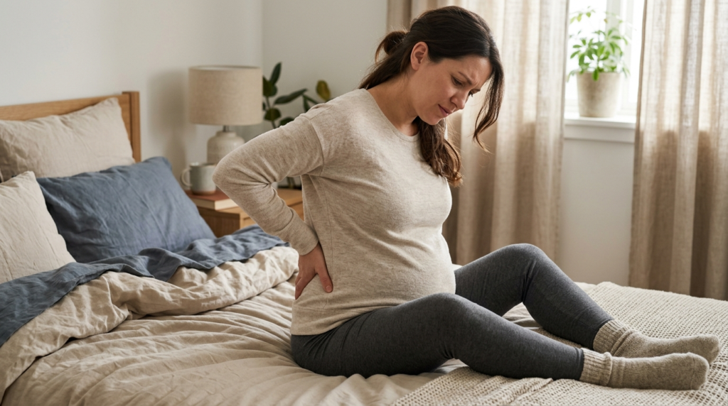 Professional photorealistic stock photo of a pregnant woman 